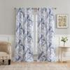 imageLaura Ashley Belvedere Window Curtains with Rod Pocket 84inch Length 2 Panels Set Canvas Light Filtering Light BlueWhite