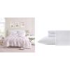 imageLaura Ashley  Twin Bedding Bundle Includes Reversible Comforter with Matching Sham ampamp Cotton Percale Sheet Set Crisp ampamp Cool Floral Dorm Room EssentialsPink
