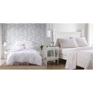 imageLaura Ashley  Twin XL Bedding Bundle Includes Reversible Comforter with Matching Sham ampamp Cotton Percale Sheet Set Crisp ampamp Cool Floral Dorm Room Essentials