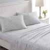 imageLaura Ashley  Queen Sheets Soft Sateen Cotton Bedding Set Sleek Smooth ampamp Breathable Room Essentials Tierney Grey QueenBella Pink