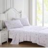 imageLaura Ashley  Queen Sheets Soft Sateen Cotton Bedding Set Sleek Smooth ampamp Breathable Room Essentials Tierney Grey QueenLilian Purple