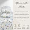 imageLaura Ashley  Queen Sheets Soft Sateen Cotton Bedding Set Sleek Smooth ampamp Breathable Room Essentials Tierney Grey QueenLottie Blue