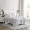 imageLaura Ashley  Queen Sheets Soft Sateen Cotton Bedding Set Sleek Smooth ampamp Breathable Room Essentials Tierney Grey QueenTierney Grey