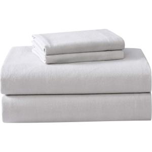 imageLaura Ashley  Queen Sheet Set Cotton Flannel Bedding Brushed for Extra Softness ampamp Comfort Bright Blush QueenCloud Grey