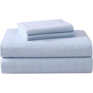 imageLaura Ashley  Queen Sheet Set Cotton Flannel Bedding Brushed for Extra Softness ampamp Comfort Bright Blush QueenSerene Blue