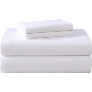 imageLaura Ashley  Queen Sheet Set Cotton Flannel Bedding Brushed for Extra Softness ampamp Comfort Bright Blush QueenTrue White