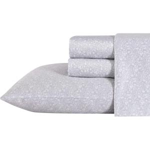 imageLaura Ashley  Queen Sheets Soft Sateen Cotton Bedding Set Sleek Smooth ampamp Breathable Room Essentials Tierney Grey QueenBella Pink