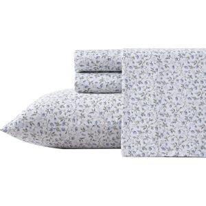 imageLaura Ashley  Queen Sheets Soft Sateen Cotton Bedding Set Sleek Smooth ampamp Breathable Room Essentials Tierney Grey QueenEvie Medium Pink