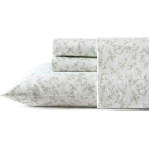 imageLaura Ashley  Queen Sheets Soft Sateen Cotton Bedding Set Sleek Smooth ampamp Breathable Room Essentials Tierney Grey QueenFiona Green