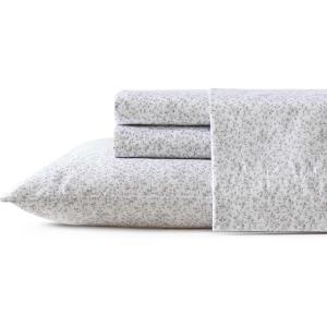 imageLaura Ashley  Queen Sheets Soft Sateen Cotton Bedding Set Sleek Smooth ampamp Breathable Room Essentials Tierney Grey QueenTierney Grey