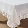 imageLaura Ashley Dothan Luxury Linen Blend Ruffled Tablecloth for Formal Dining Holiday Wedding or Party 60quot x 84quot TaupeRuffled