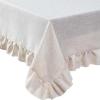 imageLaura Ashley Dothan Luxury Linen Blend Ruffled Tablecloth for Formal Dining Holiday Wedding or Party 60quot x 84quot TaupeRuffled