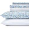 imageLaura Ashley  Queen Sheets Cotton Percale 6Piece Bedding Set Crisp ampamp Cool Home Decor Marissa Coral QueenJaynie BlueWhite