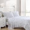imageLaura Ashley  Queen Sheets Soft Sateen Cotton Bedding Set  Sleek Smooth ampamp Breathable Home Decor Evie Pink QueenGarden Muse BlueWhite