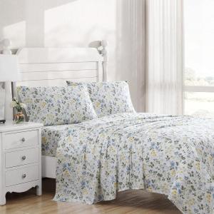 imageLaura Ashley  Queen Sheets Soft Sateen Cotton Bedding Set  Sleek Smooth ampamp Breathable Home Decor Evie Pink QueenMeadow Floral BlueGreenYellowWhite