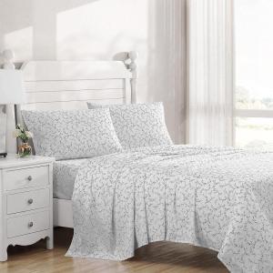imageLaura Ashley  Queen Sheets Soft Sateen Cotton Bedding Set  Sleek Smooth ampamp Breathable Home Decor Evie Pink QueenSaras Sprig