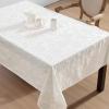imageLaura Ashley Annaleigh Tablecloth Jacquard Fabric Wrinkle Resistant for Dining Holiday Party Wedding or Banquet 60quot x 84quot IvoryIvory
