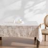 imageLaura Ashley Annaleigh Tablecloth Jacquard Fabric Wrinkle Resistant for Dining Holiday Party Wedding or Banquet 60quot x 84quot IvoryTaupe
