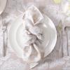 imageLaura Ashley Annaleigh Tablecloth Jacquard Fabric Wrinkle Resistant for Dining Holiday Party Wedding or Banquet 60quot x 84quot IvoryTaupe