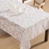 imageLaura Ashley Annaleigh Tablecloth Jacquard Fabric Wrinkle Resistant for Dining Holiday Party Wedding or Banquet 60quot x 84quot IvoryTaupe