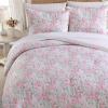 imageLaura Ashley  Twin Comforter Set Cotton Floral Bedding with Matching Sham OekoTex Certified Dorm Essentials Heather Garden PinkHeather Garden Pink
