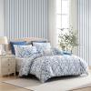 imageLaura Ashley  Twin Comforter Set Reversible Floral Bedding with Matching Sham Bonus Breakfast Pillow ampamp Square Pillow Cover Dorm Essentials Gosford PinkElise Blue