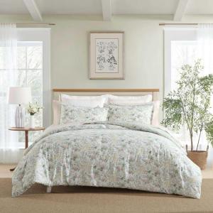imageLaura Ashley  Twin Comforter Set Cotton Floral Bedding with Matching Sham OekoTex Certified Dorm Essentials Heather Garden PinkBramble Floral PinkYellow