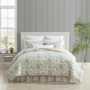 imageLaura Ashley  Twin Comforter Set Cotton Floral Bedding with Matching Sham OekoTex Certified Dorm Essentials Heather Garden PinkCountry Meadow Gold