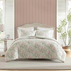 imageLaura Ashley  Twin Comforter Set MediumWeight Bedding with Matching Bed Sheets Sham ampamp Pillowcase OekoTex Certified Dorm Essentials Anja BlueArden Floral Pink
