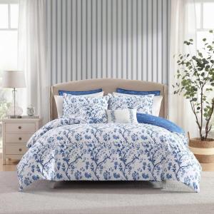 imageLaura Ashley  Twin Comforter Set Reversible Floral Bedding with Matching Sham Bonus Breakfast Pillow ampamp Square Pillow Cover Dorm Essentials Gosford PinkBlue