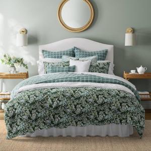 imageLaura Ashley  Twin Comforter Set Reversible Floral Bedding with Matching Sham Bonus Breakfast Pillow ampamp Square Pillow Cover Dorm Essentials Gosford PinkBramble Floral Green
