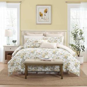 imageLaura Ashley  Twin Comforter Set Reversible Floral Bedding with Matching Sham Bonus Breakfast Pillow ampamp Square Pillow Cover Dorm Essentials Gosford PinkRoses Gold