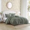 imageLaura Ashley  Twin Quilt Set Reversible Cotton Bedding with Matching Sham MediumWeight for Year Round Use Dorm Essentials Amberley Soft BlueDiamond Stitch Dark Green