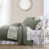 imageLaura Ashley  Twin Quilt Set Reversible Cotton Bedding with Matching Sham MediumWeight for Year Round Use Dorm Essentials Amberley Soft BlueDiamond Stitch Dark Green