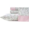 imageLaura Ashley  Queen Sheet Set Breathable Percale Cotton Bedding with Matching Pillowcases 200 Thread Count Deep Pocket Chic Room Essentials Bonnie Pink Queen