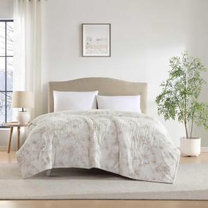 imageLaura Ashley  Twin Heated Blanket UltraSoft Plush Throw Blanket with Sherpa Reverse Medium Weight Bedding with 10 Heat Settings ampamp Auto ShutOff Clarabelle PinkWistful Blooms Beige