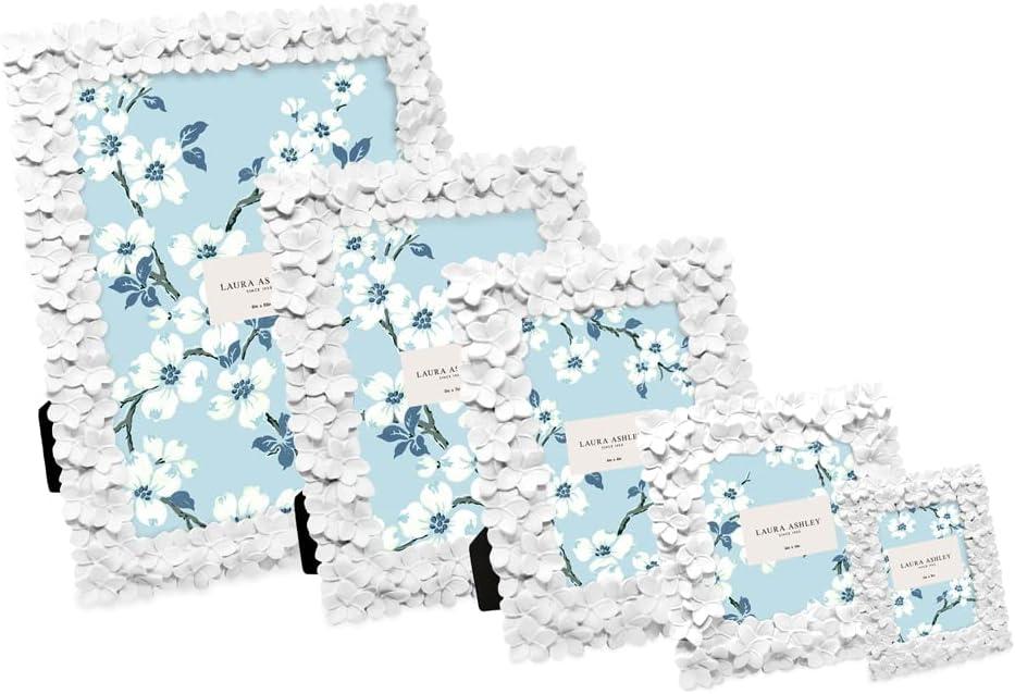 imageLaura Ashley 5x7 Powder Blue Flower Textured HandCrafted Resin Picture Frame wEasel ampamp Hook for Tabletop ampamp Wall Display Decorative Floral Design Home Dcor Photo Gallery Art 5x7 Powder BlueWhite
