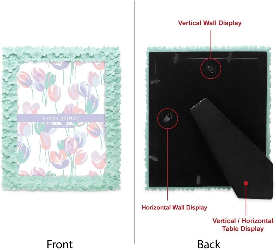 imageLaura Ashley 5x7 Powder Blue Flower Textured HandCrafted Resin Picture Frame wEasel ampamp Hook for Tabletop ampamp Wall Display Decorative Floral Design Home Dcor Photo Gallery Art 5x7 Powder BlueMint Green