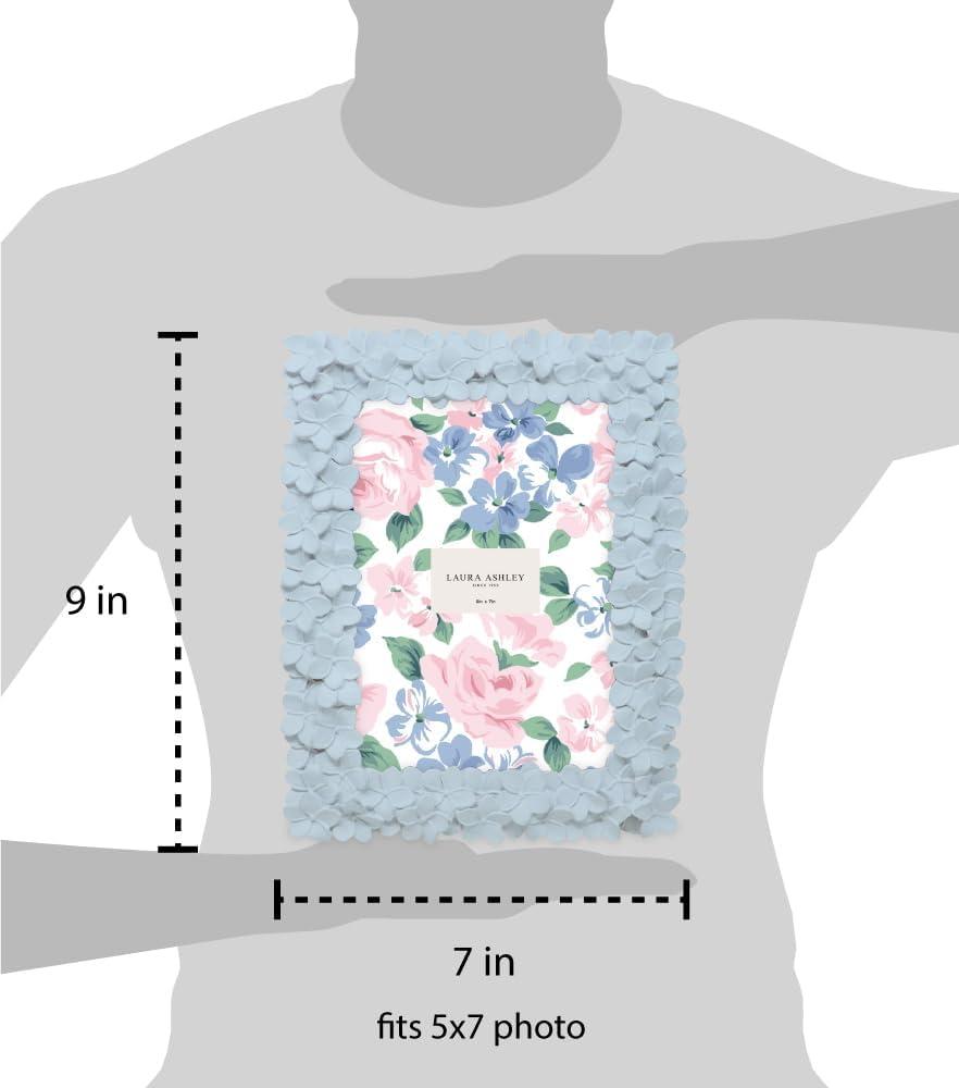 imageLaura Ashley 5x7 Powder Blue Flower Textured HandCrafted Resin Picture Frame wEasel ampamp Hook for Tabletop ampamp Wall Display Decorative Floral Design Home Dcor Photo Gallery Art 5x7 Powder BluePowder Blue