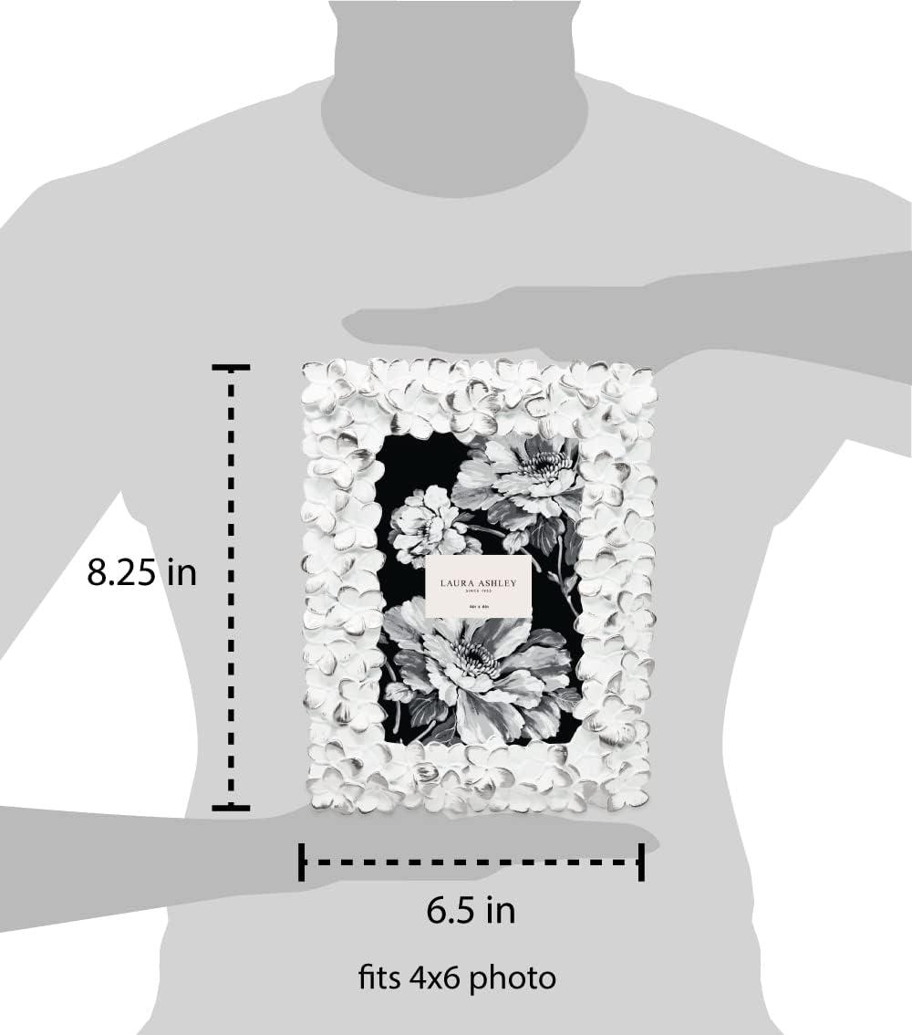 imageLaura Ashley 5x7 Powder Blue Flower Textured HandCrafted Resin Picture Frame wEasel ampamp Hook for Tabletop ampamp Wall Display Decorative Floral Design Home Dcor Photo Gallery Art 5x7 Powder BlueWhite w Silver