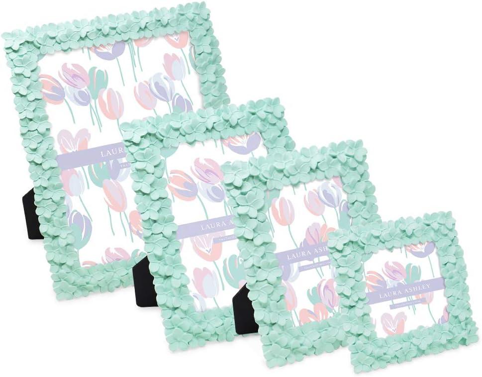imageLaura Ashley 5x7 Powder Blue Flower Textured HandCrafted Resin Picture Frame wEasel ampamp Hook for Tabletop ampamp Wall Display Decorative Floral Design Home Dcor Photo Gallery Art 5x7 Powder BlueMint Green