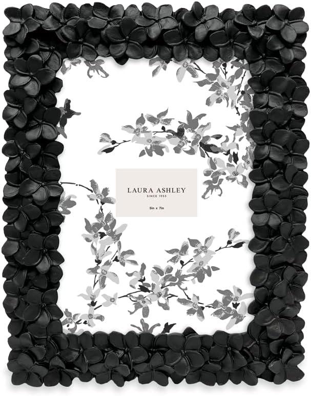 imageLaura Ashley 5x7 Powder Blue Flower Textured HandCrafted Resin Picture Frame wEasel ampamp Hook for Tabletop ampamp Wall Display Decorative Floral Design Home Dcor Photo Gallery Art 5x7 Powder BlueBlack