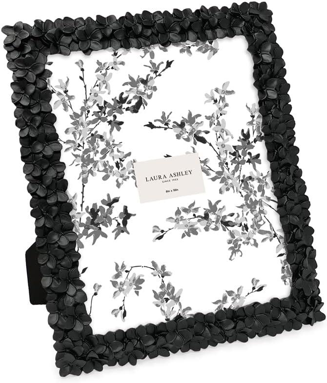 imageLaura Ashley 5x7 Powder Blue Flower Textured HandCrafted Resin Picture Frame wEasel ampamp Hook for Tabletop ampamp Wall Display Decorative Floral Design Home Dcor Photo Gallery Art 5x7 Powder BlueBlack