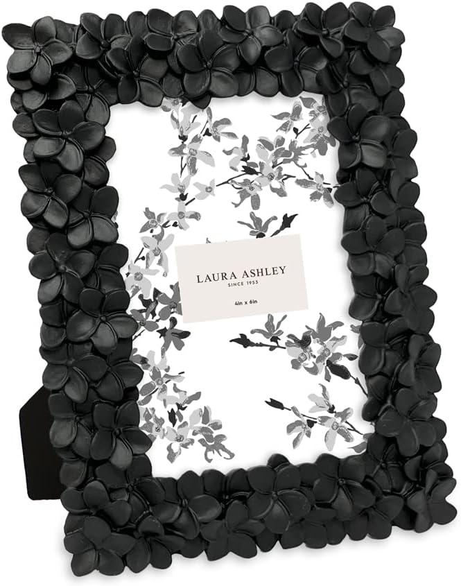 imageLaura Ashley 5x7 Powder Blue Flower Textured HandCrafted Resin Picture Frame wEasel ampamp Hook for Tabletop ampamp Wall Display Decorative Floral Design Home Dcor Photo Gallery Art 5x7 Powder BlueBlack