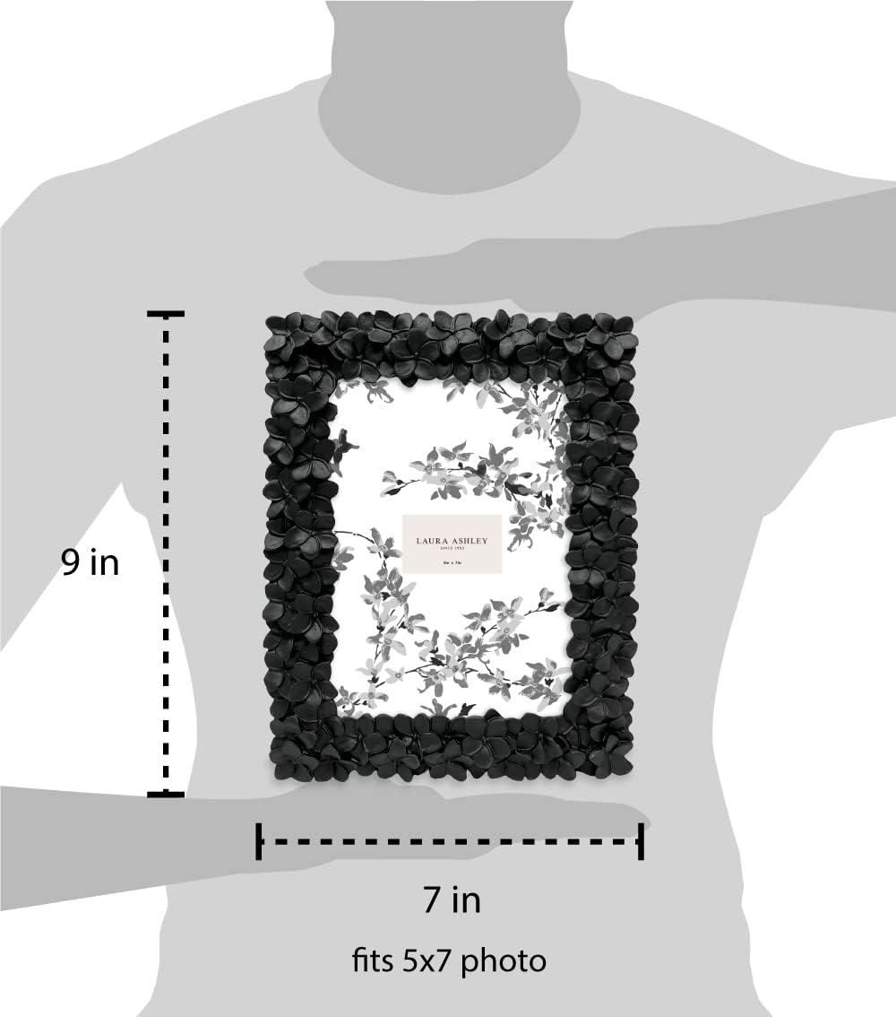 imageLaura Ashley 5x7 Powder Blue Flower Textured HandCrafted Resin Picture Frame wEasel ampamp Hook for Tabletop ampamp Wall Display Decorative Floral Design Home Dcor Photo Gallery Art 5x7 Powder BlueBlack