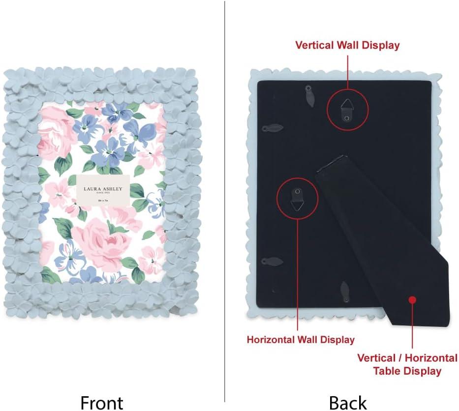 imageLaura Ashley 5x7 Powder Blue Flower Textured HandCrafted Resin Picture Frame wEasel ampamp Hook for Tabletop ampamp Wall Display Decorative Floral Design Home Dcor Photo Gallery Art 5x7 Powder BluePowder Blue