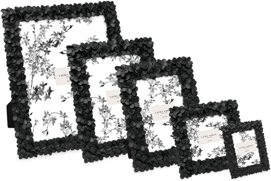 imageLaura Ashley 5x7 Powder Blue Flower Textured HandCrafted Resin Picture Frame wEasel ampamp Hook for Tabletop ampamp Wall Display Decorative Floral Design Home Dcor Photo Gallery Art 5x7 Powder BlueBlack