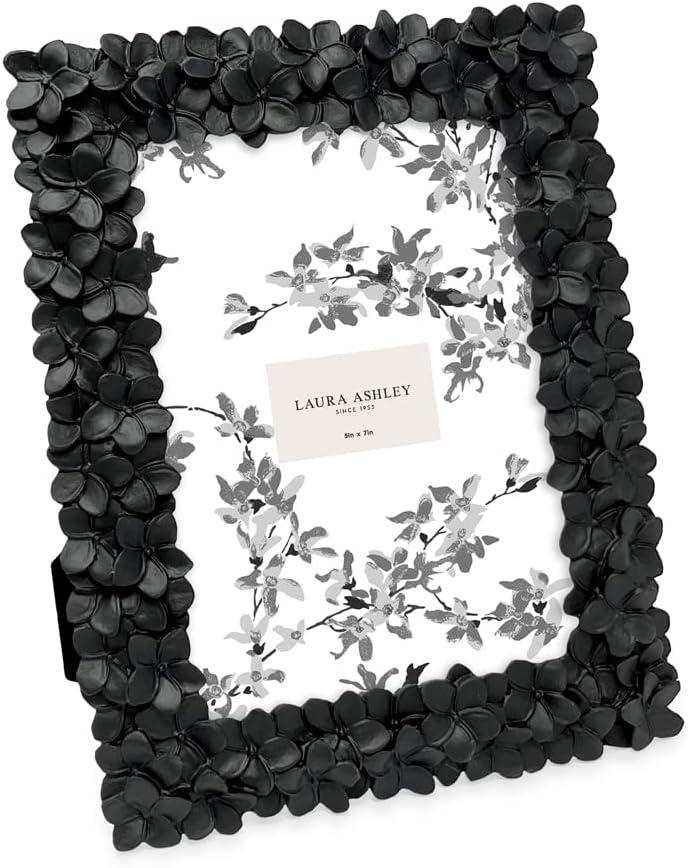 imageLaura Ashley 5x7 Powder Blue Flower Textured HandCrafted Resin Picture Frame wEasel ampamp Hook for Tabletop ampamp Wall Display Decorative Floral Design Home Dcor Photo Gallery Art 5x7 Powder BlueBlack
