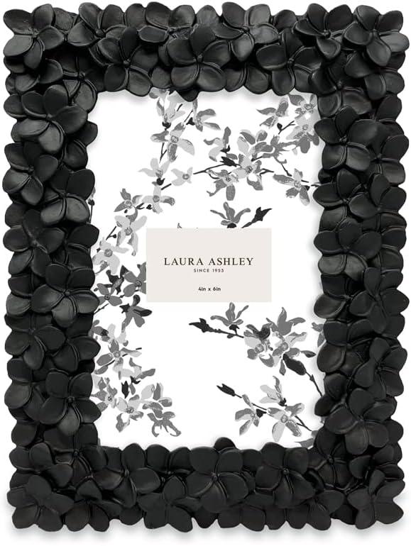 imageLaura Ashley 5x7 Powder Blue Flower Textured HandCrafted Resin Picture Frame wEasel ampamp Hook for Tabletop ampamp Wall Display Decorative Floral Design Home Dcor Photo Gallery Art 5x7 Powder BlueBlack