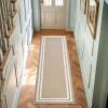 image:imageLaura Ashley All Loop Tufted 26quot x 45quot Washable SkidResistant Accent Rug  IvorySage Austell TwoToneDebbie Double Border Twotone BerberIvory